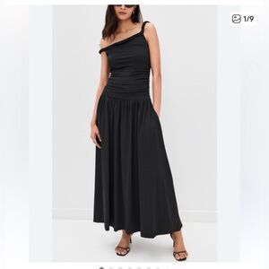 NWT Nia Karina one shoulder maxi dress ruched size S